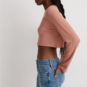 Madewell Long Sleeve Crop Top - Dusty Pink